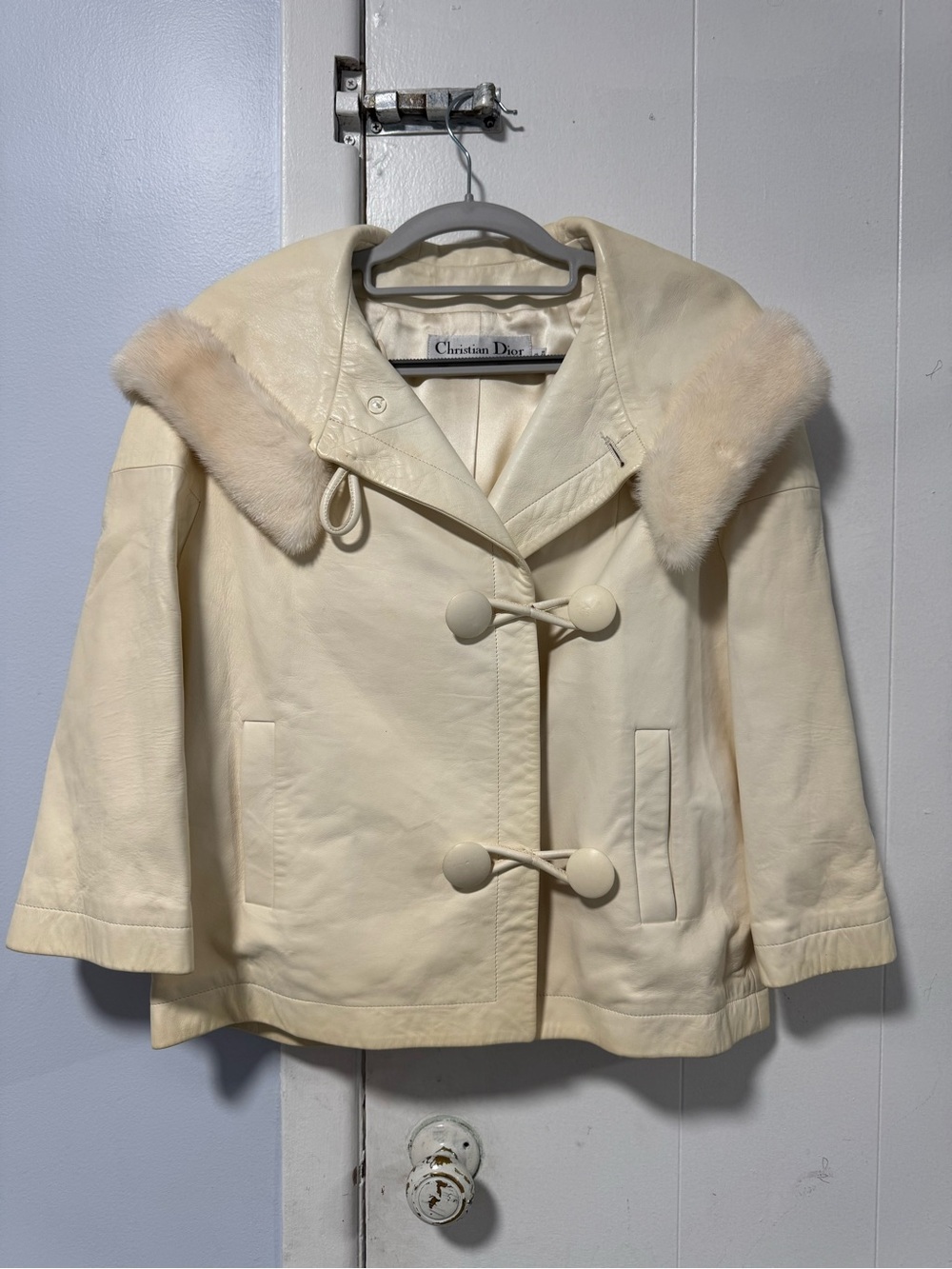 Christian Dior Lambskin Leather Mink Fur Hooded Jacket FR 36